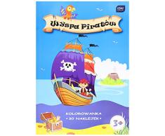Interdruk MAA4WP Livre de Coloriage A4 16 avec Stickers Pirate de Lîle, Multicolore - Version Anglaise