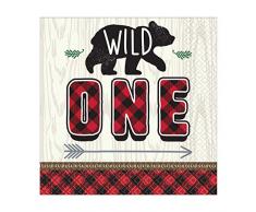 Amscan International 5121501 papier et plastique Vaisselle, Serviette Lunch Ltl Lumberjack Birthday-1st anniversaire