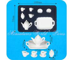 La Boite a Joujoux - www.joujoux.com Accesoire Miniature de Maisons de poupées - Service a The en Porcelaine Blanche