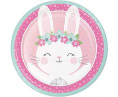 Creative Converting Fournitures de fête, Assiettes en papier lapin, Dîner, Multicolore, 8,75 , 8 ct