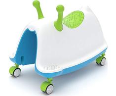 Chillafish Trackie trotteur pousseur évolutif 4 en 1: Pousseur, cheval à bascule, trotteur, et porteur dans un seul jouet pour les enfants de 1 à 5 ans, siège réglable et roues pliables, bleu rouge