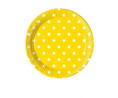 Decorata Party PR89774 Lot de 8 assiettes jaunes à pois blancs 19,5 cm Multicolore