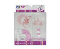 JC TOYS – Biberon, Sucette, hochet. Rose, Multicolore (81061)