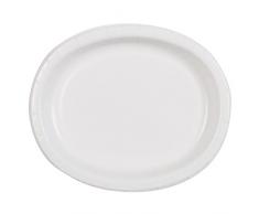 Unique Party - 31039 - Paquet de 8 Assiettes en Carton Ovales - Blanc