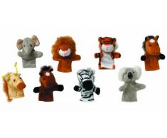 TOYS PURES - 15.125 - Set de 8 Marionnettes de doigts - Aléatoire - Zebre, Lion, Elphant, Girafe, Koala, Tigre, 2 cheveaux