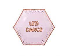 Neviti- Glitz and Glamour Party Assiettes en carton, 773253, Pink/Rose Gold, moyen