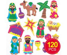 Baker Ross Autocollants en Mousse sur la Nativité (Paquet de 120) - Loisirs créatifs de Noël pour Enfants