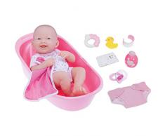 JC TOYS La Naissance 8 pièces Deluxe Baignoire Ensemble Cadeau, Comprenant 35,6 cm limpide Tous Les Vinyle Souriant bébé Nouveau-né poupée, Rose