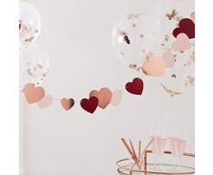 Ginger Ray HG-306 Guirlande décorative en forme de cœur Doré rose métallique