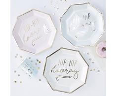 Ginger Ray Lot de 8 assiettes en carton Doré pastel