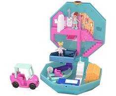 Polly Pocket Coffret Univers Journée au Spa, 2 mini-figurines, accessoires, autocollants et surprises cachées, jouet enfant, GDK81