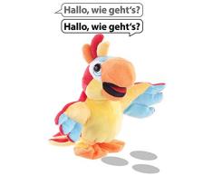 Playtastic PX-2304 Animal en Peluche avec Microphone Répète et Marche 22 cm Jouet Perroquet Parlant Multicolore Version française Non Garantie Mode d’Emploi (Langue française Non Garantie)