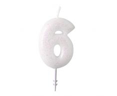 amscan 9904381 Lot de 6 Bougies chiffrées Blanc/Rose