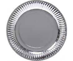 Folat Assiettes Jetables Couleur Métallique Argent, 50681