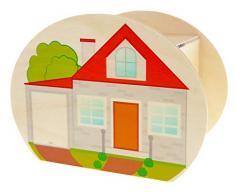 Hess 15213 Tirelire en Bois avec clés, Maison, Cadeau pour entrée, Maison ou Maison 11,5 x 8,5 x 6,5 cm, Multicolore
