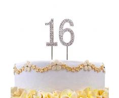 Gifts SHATCHI-808 Décoration de gâteau 4 Occasions Limitée Année 16 Argent Diamant Décorations de fête Anniversaire