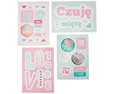 Interdruk Naka5walen Stickers A5 Lot de 4 feuilles de Saint-Valentin, Multicolore - version anglaise