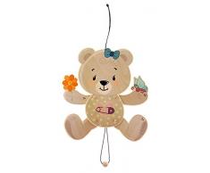 Hess 12436 Hampelmann Jouet en Bois Ours Nature Env. 23,5 x 26 x 2 cm, Cadeau pour baptême ou Anniversaire Multicolore