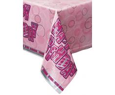 Unique Party 28433 - Nappe en Plastique dAnniversaire Glitz Rose, de 2.13 m x 1,37 m