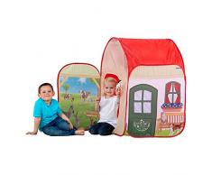 John 77052 Tente de Jeux World Tente avec Original Schleich Figurine – Ferme, Farm, Enfants, Maison de Jeu avec gedr ucktem Motif pour Enfant, Multicolore