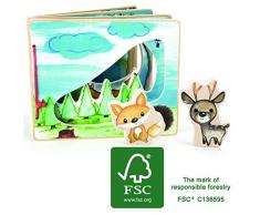 Small Foot Livre dimages pour bébé Quatre Pages et des Figurines en Bois pour Le Jeu interactif Jouets, 11234, Multicolore