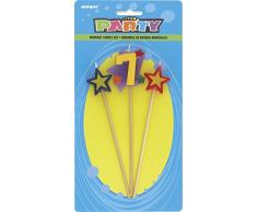 Unique Party - 34047 - Lot de 3 Bougies dAnniversaire de Numéro 7 - Étoilées