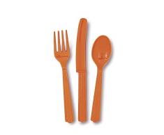 Unique Party - 30304 - Lot de Couverts en Plastique pour 6 personnes - Orange