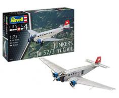 Revell davion Junkers Ju52/3m Civil-échelle 1/72-niveau 4/5 Maquette, 04975, Non laqué