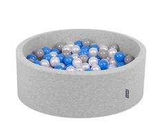 KiddyMoon 90X30cm/200 Balles ∅ 7Cm Piscine À Balles pour Bébé Rond Fabriqué en UE, Gris Clair: Perle-Gris-Bleu