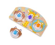 Melissa & Doug 13439 Première Puzzle en Bois Jouets avec poignées géant – Safari (3 pièces) Puzzle avec Grande Bouchons, Plus de Couleurs, Taille Unique