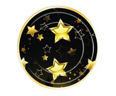 Forum Novelties- Birthday Milestone Plates 9 (8 in pkt) Assiettes, X81901, Noir/doré