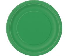 Unique Party - 31854 - Paquet de 8 Assiettes en Carton - 18 cm - Vert Émeraude