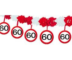 Folat-60th Birthday Traffic Sign Garland with Hangers Guirlande, 5235, Multicolore, Adulte