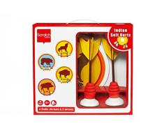 Scratch Jeu: Jeu DE FLÈCHES Indien, avec 2 flèches diam.6,5x23cm et 4 Autocollants statiques diam.21,5cm, en boîte fenêtre, 5+