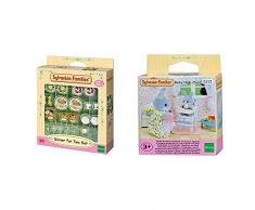 SYLVANIAN FAMILIES - 4717 - Mobilier De Poupée - Set De Diner pour Deux & Baby High Chair Families Chaise Haute pour Bébé, 5221, Pas de Variations