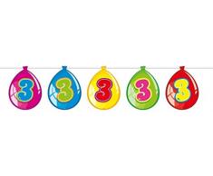 Folat Drapeau bannière * Chiffre 3 * ┃ 10 m de Long ┃ Ballon Décoration ┃ Anniversaire denfants ┃ 3ème