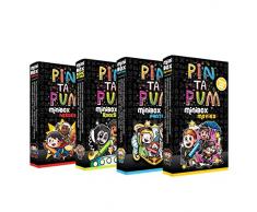 PinTaPum Lot de 4 Mini pandilles Heroes, Rockstars, Fantasy et Movies. Carnets de coloriage Comprenant des Couleurs, des Illustrations et des Autocollants, Multicolores (1)