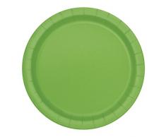 Unique Party - 31375 - Paquet de 8 Assiettes en Carton - 21,9 cm - Vert Citron