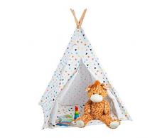 Relaxdays, blanc jeu enfants, Tipi intérieur extérieur tente Indien Wigwam, HxlxP:160 x 115 x 115 cm, coloré, 10028906
