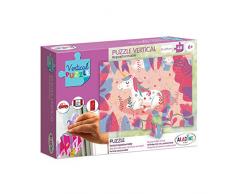Aladine - Puzzle Vertical Licorne - Jouets et Jeux Enfants - Puzzle Repositionnable 48 Pièces - Adhère sans Colle sur Les Vitres, Frigo, Miroir, Fenêtres - À partir de 6 Ans
