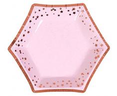 Neviti- Glitz and Glamour Assiettes en carton, 773307, Pink/Rose Gold, petit
