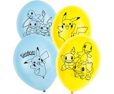 Amscan-9904826 6 ballons de baudruche Pokemon, 9904826, Jaune, Bleu Assortis, 0