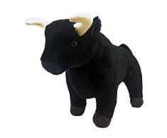 Wild Republic Spanish Bull, Taureau Espagnol, Animal en Peluche, Cuddlekins, 30cm, 20410, Noir