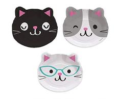 Creative Convertting 8C328704 Assiette découpée Motif Chats Multicolore 23 cm