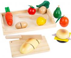 Small foot 1727 Découpage petit-déjeuner en bois, pain, carotte, tomate, œuf, etc., accessoires pour cuisines denfants, à partir de 3 ans