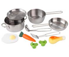 KidKraft 63186 Batterie de cuisine enfant Deluxe, dînette, jeu dimitation incluant accessoires plastique - métal
