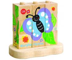 Everearth - EE32674 - Jouet de Premier Age - Puzzle à Empiler de la Chenille au Papillon en Bois FSC