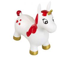 Idena 40134 Cheval de poêle Licorne Blanc avec étoiles avec Pompe à air, Charge maximale 50 kg, idéal pour lété, Le Parc ou Le Jardin denfants env. 59 x 23 x 53 cm, Multicolore
