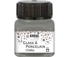 KREUL 16643 – Verre et Porcelaine Chalky, Doux – Peinture Mate à Base deau, séchage Rapide, Opaque, Verre 20 ML, Smoky Stone