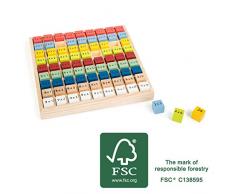 small foot 11163 Table de multiplication multicolore Educate en bois, avec 81 cubes numériques pour apprendre le petit 1x1, à partir de 6 ans